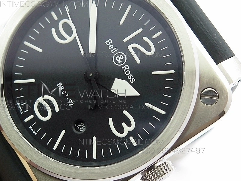 BR 03-92 SS Case V3 Black Dial 42.5mm on Rubber Strap MIYOTA 9015